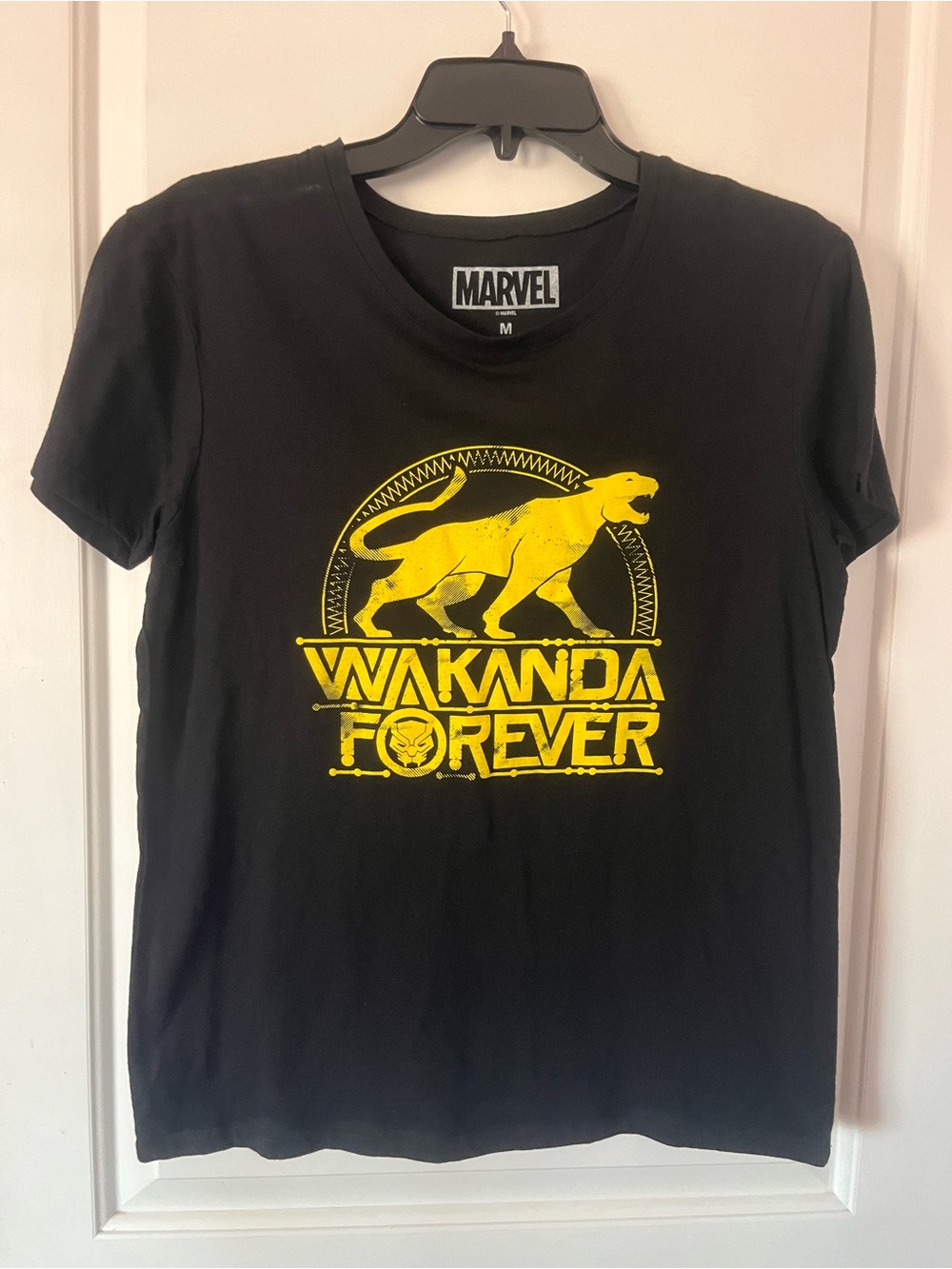 Marvel Comics Tee with Yellow Wakanda Black Panther Graphic